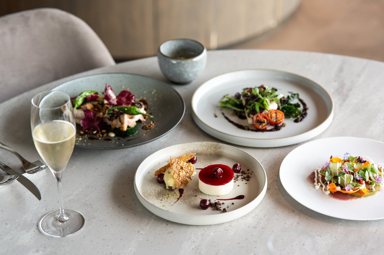 A selection of gourmet dishes beautifully presented in a Tokyo restaurant.